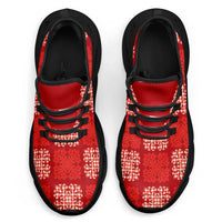 Red Palaka Quilt Hawaii Clunky Sneakers Traditional Hawaii-plaid Pattern - Polynesian Pride