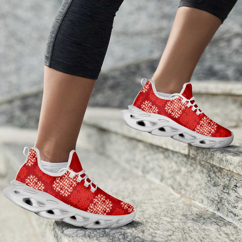 Red Palaka Quilt Hawaii Clunky Sneakers Traditional Hawaii-plaid Pattern - Polynesian Pride