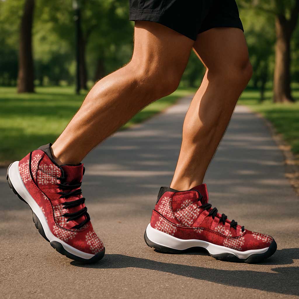 Red Palaka Quilt Hawaii Sneakers J11 Traditional Hawaii-plaid Pattern - Polynesian Pride