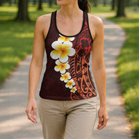 Red Polynesia Hollow Tank Top Plumeria Tropical Leaves Galaxy Polynesian Art - Polynesian Pride
