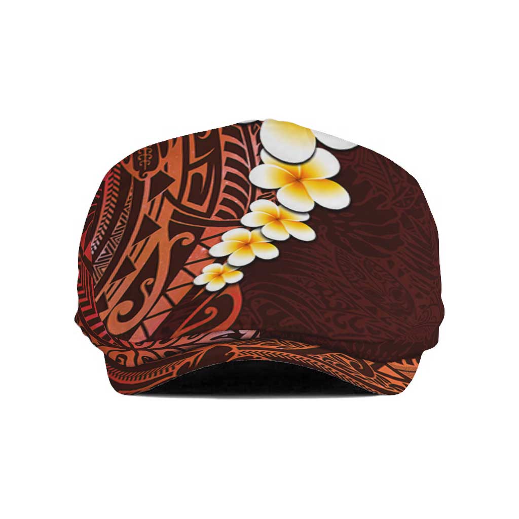 Red Polynesia Jeff Hat Plumeria Tropical Leaves Galaxy Polynesian Art - Polynesian Pride