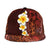 Red Polynesia Snapback Cap Plumeria Tropical Leaves With Galaxy Polynesian Art - Polynesian Pride