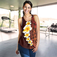 Red Polynesia Women Racerback Tank Plumeria Tropical Leaves With Galaxy Polynesian Art - Polynesian Pride