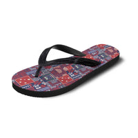 Red Samoa Manuia Le Kerisimasi Flip Flops Pacific Patchwork Xmas Vibes - Polynesian Pride