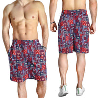 Red Samoa Manuia Le Kerisimasi Shorts for Men Pacific Patchwork Xmas Vibes - Polynesian Pride