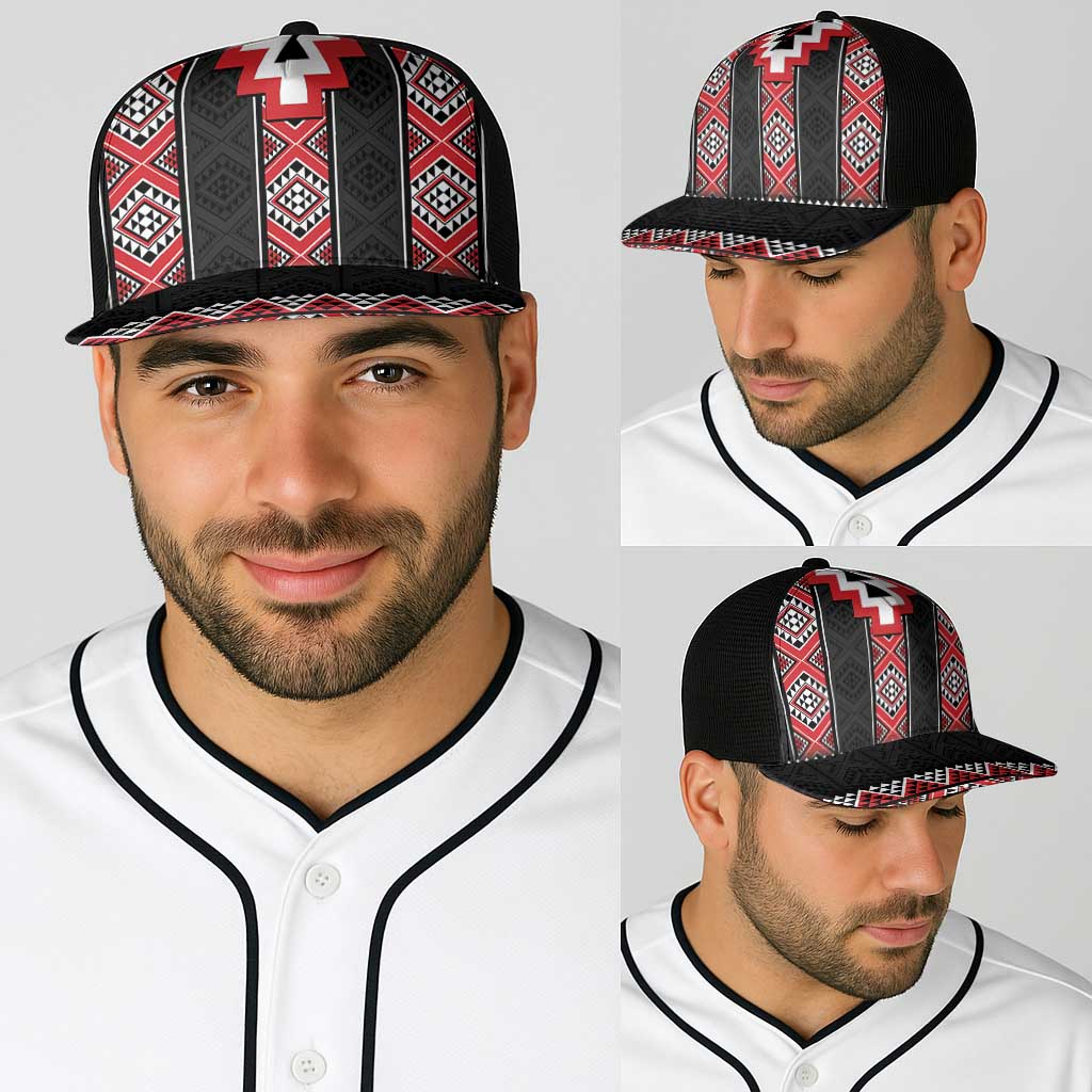 Red Taniko Aotearoa Baseball Net Cap Niho Taniwha Mix Poutama - Polynesian Pride