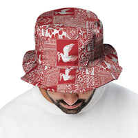 Red Tonga Kilisimasi Fiefia Bucket Hat Pacific Patchwork Xmas Vibes - Polynesian Pride