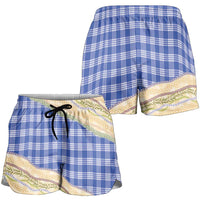 Royal Blue Palaka Hawaii Leis Elegant Vibes Shorts for Women LT14 - Polynesian Pride