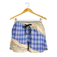 Royal Blue Palaka Hawaii Leis Elegant Vibes Shorts for Women LT14 - Polynesian Pride