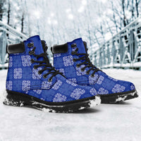 Royal Blue Palaka Quilt Hawaii All Season Boots Traditional Hawaii-plaid Pattern - Polynesian Pride
