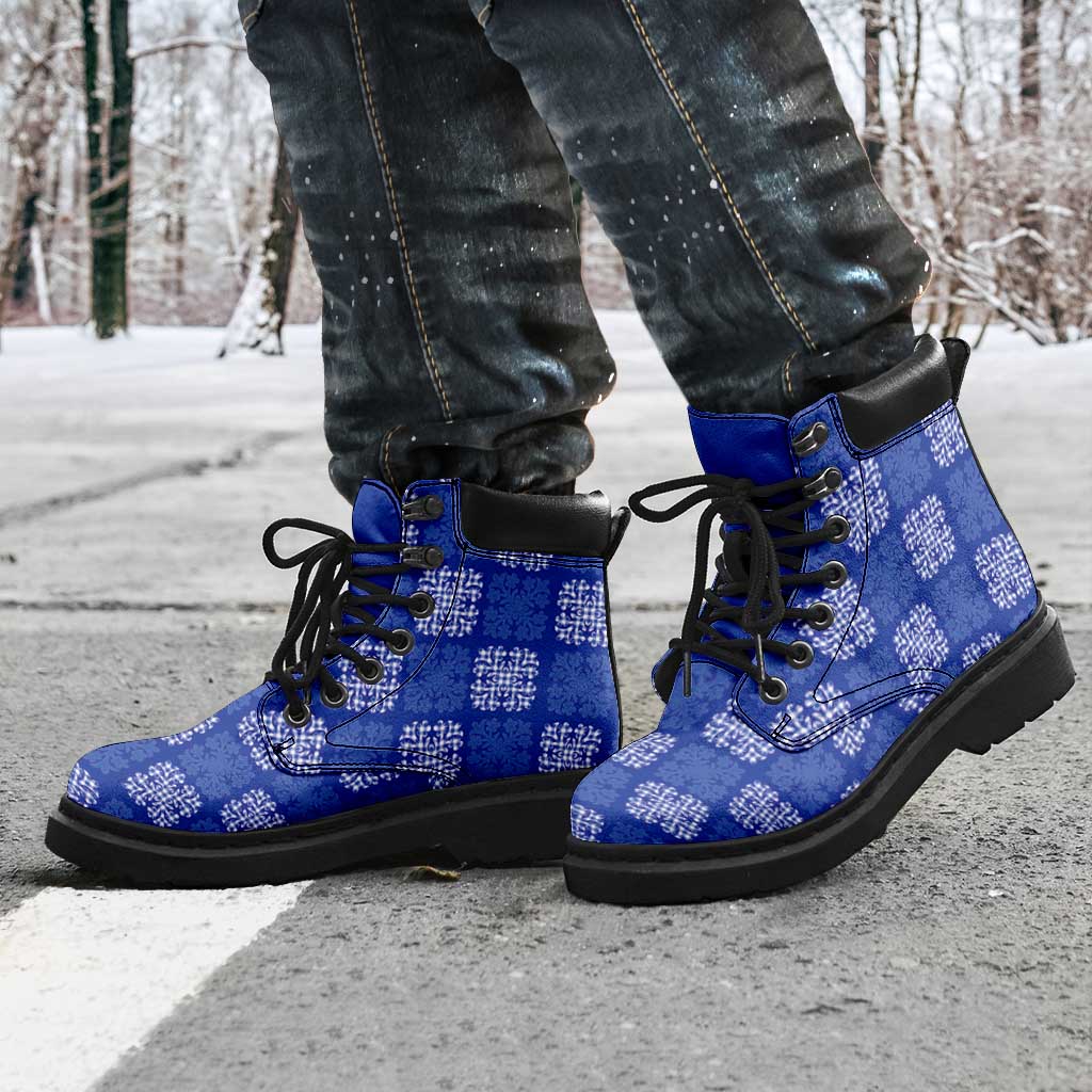 Royal Blue Palaka Quilt Hawaii All Season Boots Traditional Hawaii-plaid Pattern - Polynesian Pride