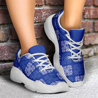 Royal Blue Palaka Quilt Hawaii Chunky Sneakers Traditional Hawaii-plaid Pattern - Polynesian Pride