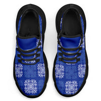 Royal Blue Palaka Quilt Hawaii Clunky Sneakers Traditional Hawaii-plaid Pattern - Polynesian Pride