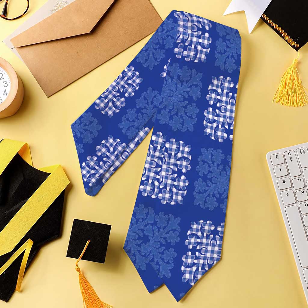 Royal Blue Palaka Quilt Hawaii Graduation Stole Traditional Hawaii-plaid Pattern - Polynesian Pride