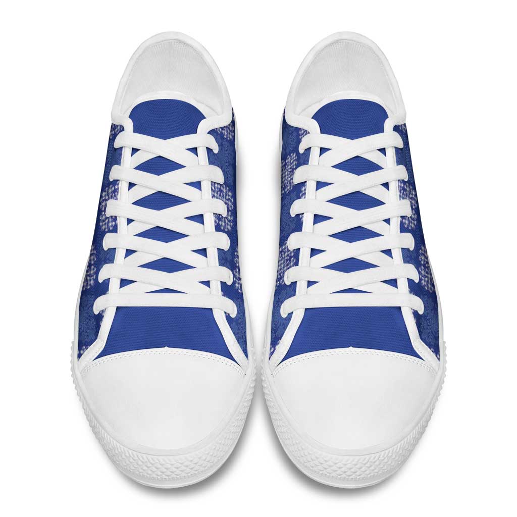 Royal Blue Palaka Quilt Hawaii Low Top Shoes Traditional Hawaii-plaid Pattern - Polynesian Pride