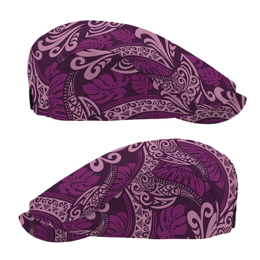 Royal Purple Monstera Jeff Hat Polynesian Tribal Pattern LT01 - Polynesian Pride