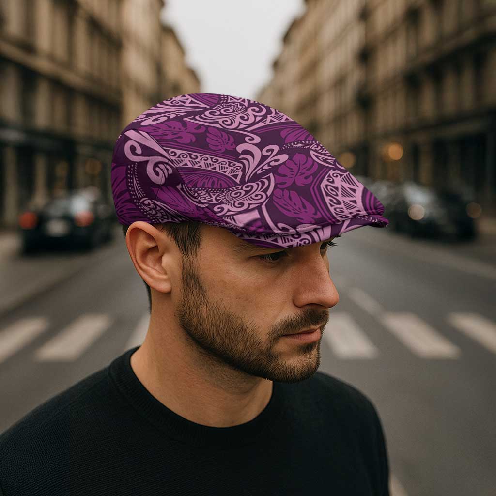 Royal Purple Monstera Jeff Hat Polynesian Tribal Pattern LT01 - Polynesian Pride