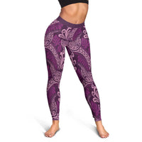 Royal Purple Monstera Leggings Polynesian Tribal Pattern LT01 - Polynesian Pride