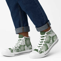 Sage Green Aloha Hawaii High Top Shoes Monstera Hibiscus Plumeria Seamless Vibes - Polynesian Pride