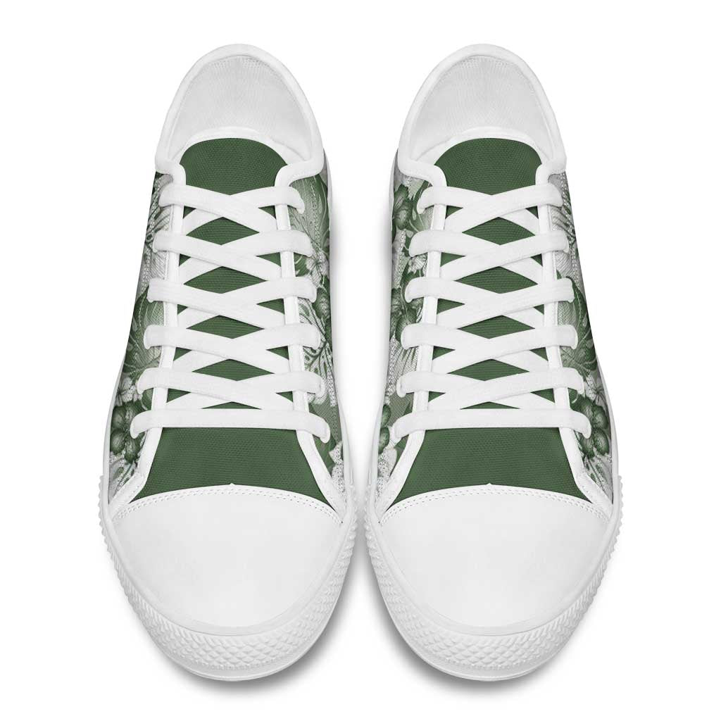 Sage Green Aloha Hawaii Low Top Shoes Monstera Hibiscus Plumeria Seamless Vibes - Polynesian Pride