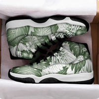 Sage Green Aloha Hawaii Sneakers J11 Monstera Hibiscus Plumeria Seamless Vibes - Polynesian Pride