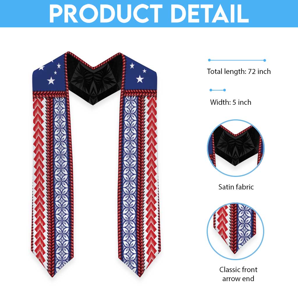 Samoa Flag Graduation Stole Ula Fala With Samoan Siapo