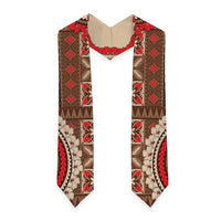 Samoa Language Week Graduation Stole Samoan Motif With Red Hibiscus