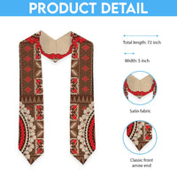 Samoa Language Week Graduation Stole Samoan Motif With Red Hibiscus