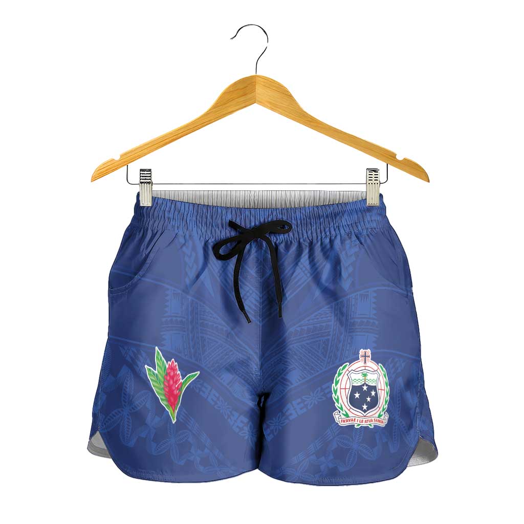 Samoa Rugby Shorts for Women Tatau Tribal Motifs Sporty Style - Polynesian Pride