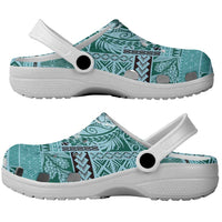 Samoa Siapo Elegant Clogs Shoes Hibiscus Teal Motifs - Polynesian Pride