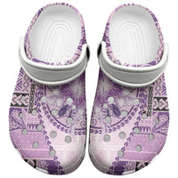 Samoa Siapo Elegant Clogs Shoes Hibiscus Violet Motifs - Polynesian Pride