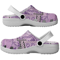 Samoa Siapo Elegant Clogs Shoes Hibiscus Violet Motifs - Polynesian Pride