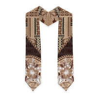 Samoa Siapo Elegant Graduation Stole Hibiscus Chocolate Brown Motifs