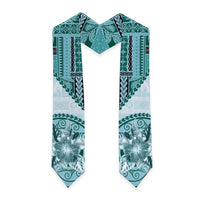 Samoa Siapo Elegant Graduation Stole Hibiscus Teal Motifs