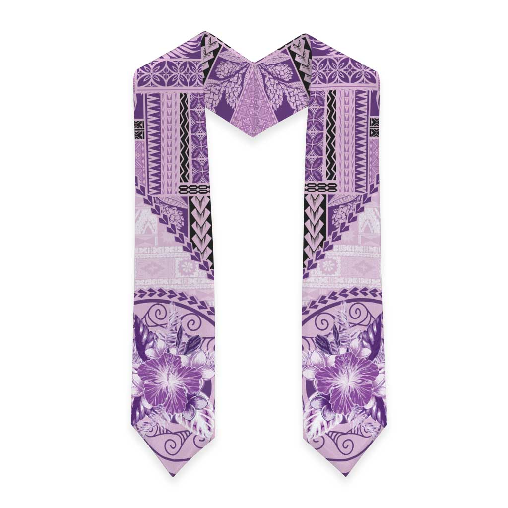 Samoa Siapo Elegant Graduation Stole Hibiscus Violet Motifs