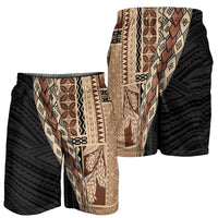 Samoa Siapo Motif Half Style Shorts for Men Brown Version - Polynesian Pride