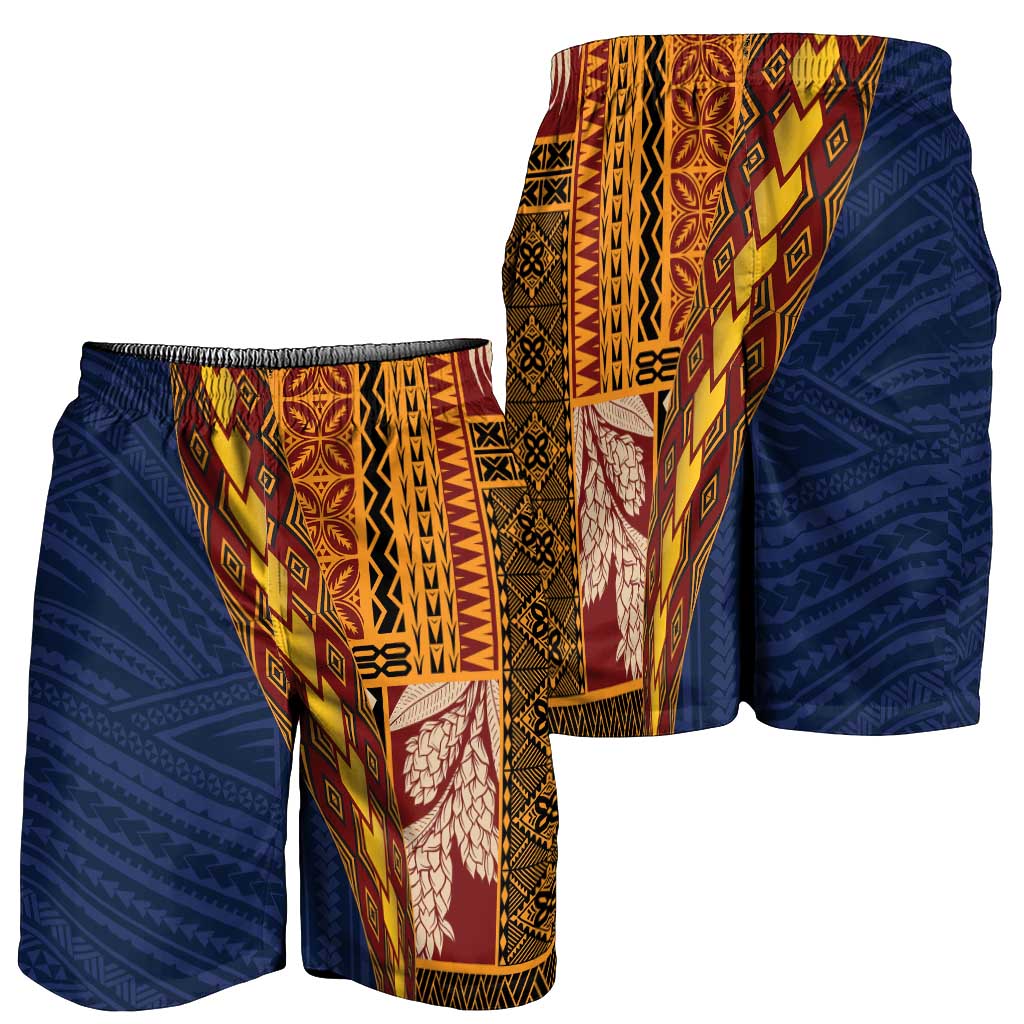 Samoa Siapo Motif Half Style Shorts for Men Colorful Version - Polynesian Pride