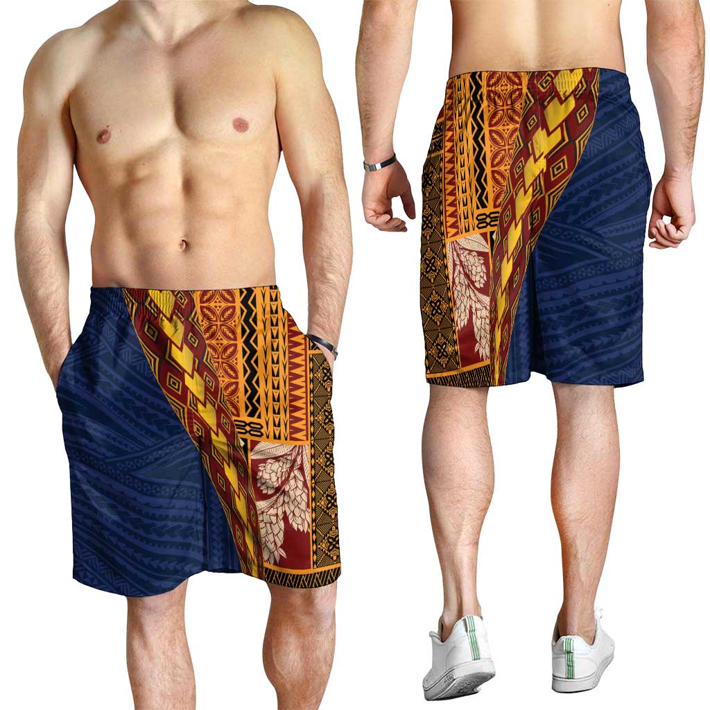 Samoa Siapo Motif Half Style Shorts for Men Colorful Version - Polynesian Pride