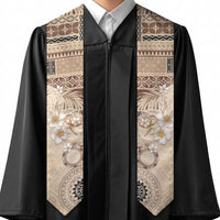 Samoa Siapo Pattern With Beige Hibiscus Graduation Stole