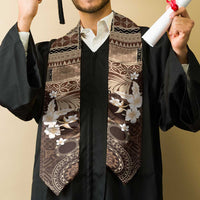 Samoa Siapo Pattern With Brown Hibiscus Graduation Stole