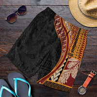 Samoa Siapo Tapa Pattern Half Style Shorts for Men Yellow Color - Polynesian Pride