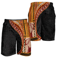 Samoa Siapo Tapa Pattern Half Style Shorts for Men Yellow Color - Polynesian Pride