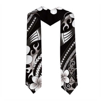 Samoa Siapo Tribal Pattern Graduation Stole Black Polynesian Plumeria Tapa Motif
