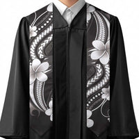 Samoa Siapo Tribal Pattern Graduation Stole Black Polynesian Plumeria Tapa Motif