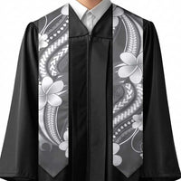 Samoa Siapo Tribal Pattern Graduation Stole Light Gray Polynesian Plumeria Tapa Motif