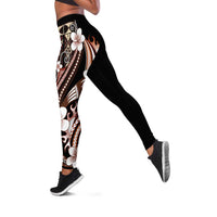 Samoa Siapo Tribal Pattern Leggings Brown Polynesian Plumeria Tapa Motif LT9 Brown - Polynesian Pride