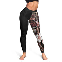 Samoa Siapo Tribal Pattern Leggings Brown Polynesian Plumeria Tapa Motif LT9 - Polynesian Pride