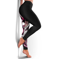 Samoa Siapo Tribal Pattern Leggings Violet Polynesian Plumeria Tapa Motif