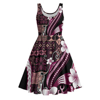 Samoa Siapo Tribal Pattern Midi Dress Violet Polynesian Plumeria Tapa Motif LT9 Violet - Polynesian Pride