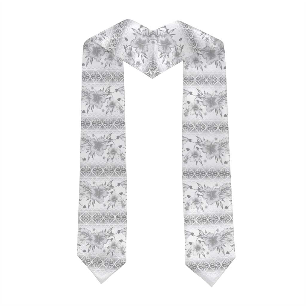 Samoa White Sunday Graduation Stole Samoan Tapa White Hibiscus